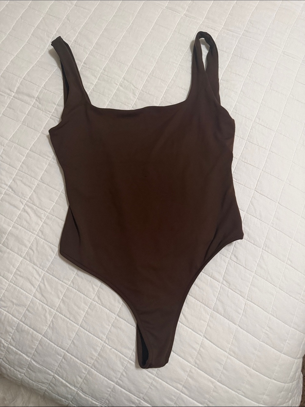 Zara Chocolate Brown Scoop Neck Bodysuit